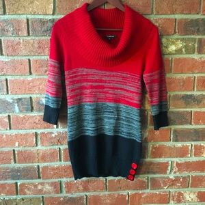 My Michelle Red and Gray Cowl Neck Sweater
